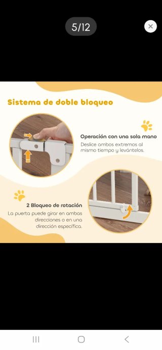 Barrera de seguridad para perros metálica blanca