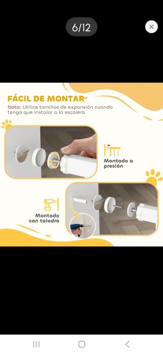 Barrera de seguridad para perros metálica blanca