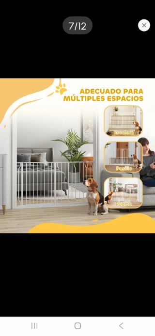 Barrera de seguridad para perros metálica blanca