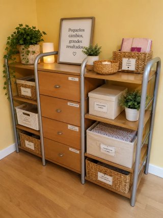 Mueble Cajones y Estantes Madera Metal