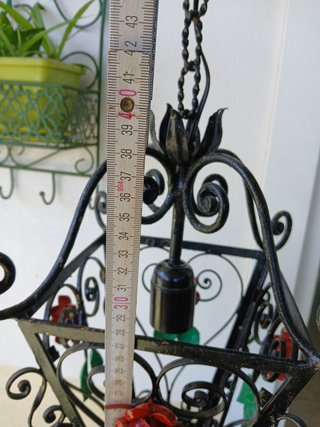 Coppia lampadari ferro battuto rose rosse