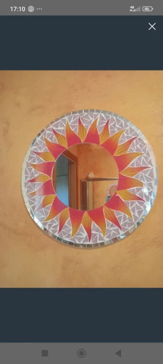 Espejo Sol Mosaico Dorado y Naranja