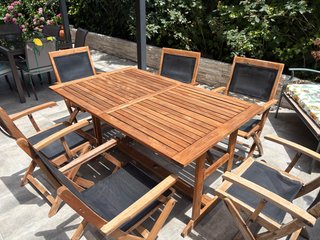 Mesa Teca Extensible 6-8 Personas