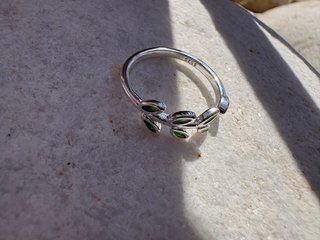 Anillo Plata 925 Hojitas Verdes Ajustable