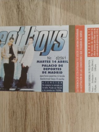 Entrada Backstreet Boys Madrid 1998