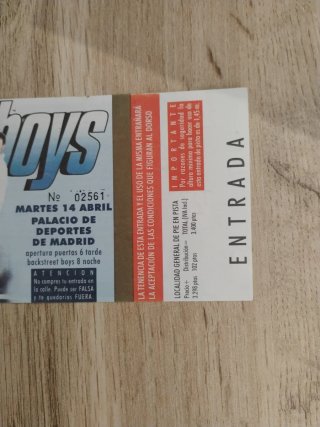 Entrada Backstreet Boys Madrid 1998