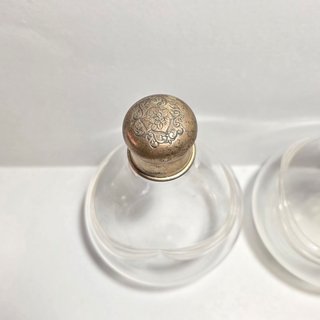 Coppia Flaconi Vintage Coperchio Argento XX Sec.