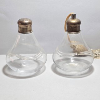 Coppia Flaconi Vintage Coperchio Argento XX Sec.
