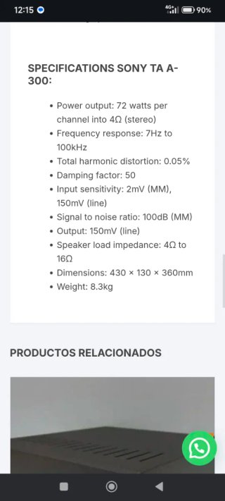 Amplificador Sony TA-A300 Integrado Estéreo