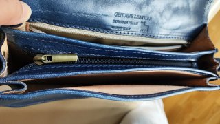 Bolso de piel auténtica azul