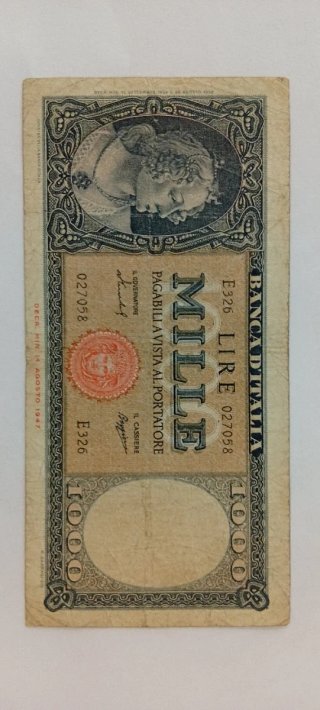 Banconote Lire 1000 Banca d'Italia 1947