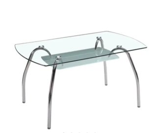 Mesa de comedor de cristal y metal