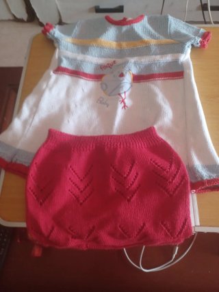 Conjunto vestido y braguita niña tejido