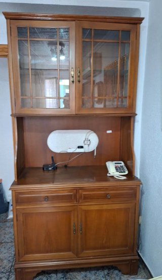 Mueble TV vintage madera y cristal