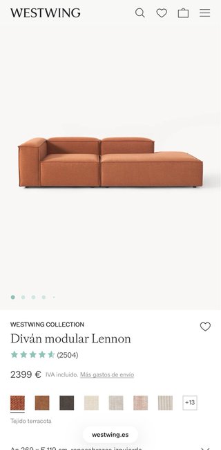 Sofá modular diseño naranja