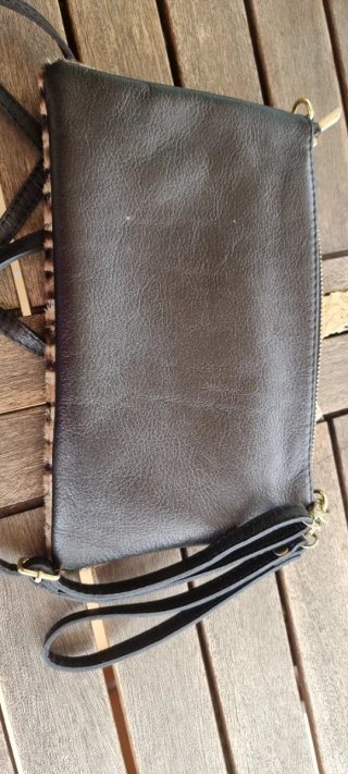 Bolso Piel Leopardo Negro Beige