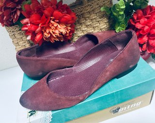 Zapatos Tacón Bajo Bailarinas Vino Mustang 38