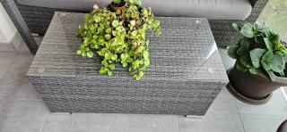 Conjunto Muebles Jardín Ratán Gris y Cojines