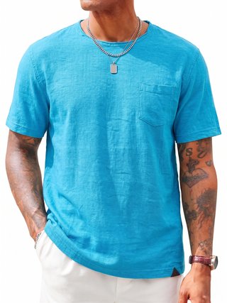 T-shirt Koon Lino Cotone Azzurra XL