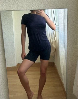 Camiseta manga corta azul marino mujer