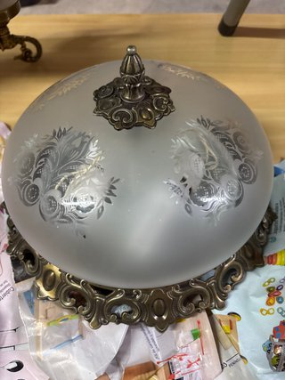 Lámpara de techo de cristal y metal dorado 28cm