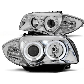 Faros delanteros Angel eyes BMW Serie 1 Fondo Crom