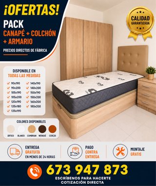 Pack Canapé + Colchón + Armario
