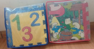 Alfombra Suelo Puzzle 8 Piezas Números y Smurfs