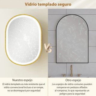 Armario Baño Espejo LED 3 Colores Dorado