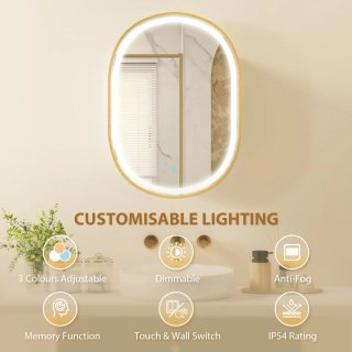 Armario Baño Espejo LED 3 Colores Dorado