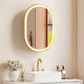 Armario Baño Espejo LED 3 Colores Dorado