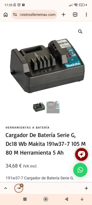 Cargador Batería Makita DC 18V WB