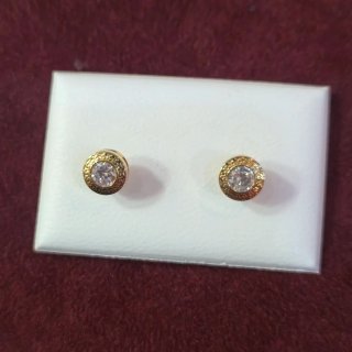 Pendientes oro 18k circonita y greca