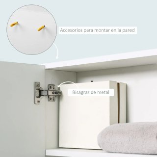 Armario Baño con Espejo y 3 Estantes