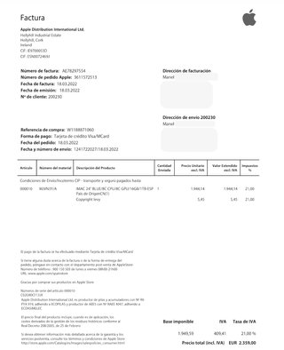iMac 24 M1 16GB RAM 1TB SSD Azul