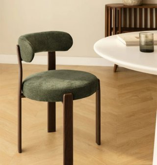 Silla Comedor SKLUM Madera y Tela Verde