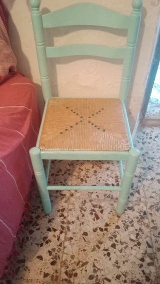 Silla anea vintage madera teal