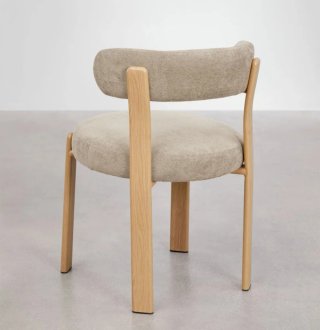 Sillas Comedor Sklum Madera y Tela Beige