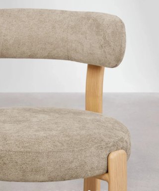 Sillas Comedor Sklum Madera y Tela Beige