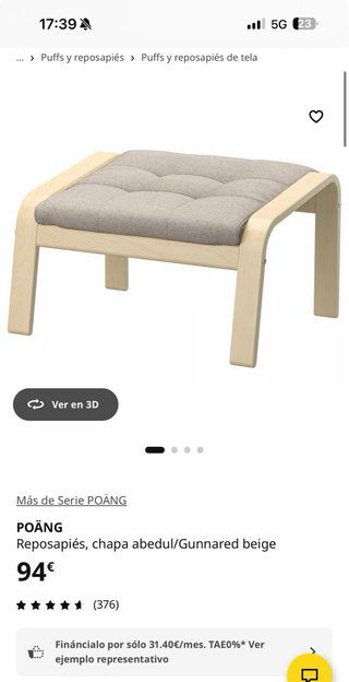 Sillón POÄNG Ikea tapizado beige