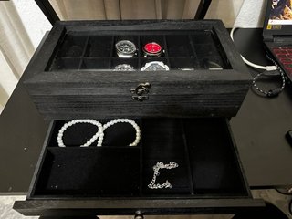Caja para 12 relojes con joyero