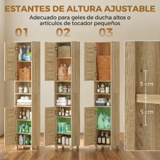 Armario Alto Baño Estantes Ajustables
