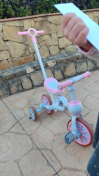 Bicicleta infantil 3 en 1 rosa y gris