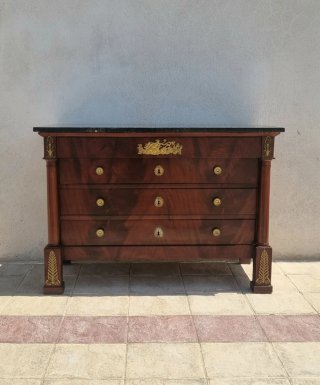 Cómoda Imperio Antigua Madera y Mármol