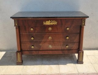 Cómoda Imperio Antigua Madera y Mármol
