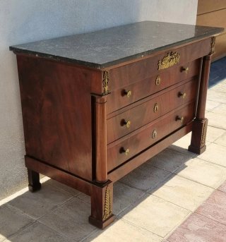 Cómoda Imperio Antigua Madera y Mármol
