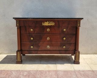 Cómoda Imperio Antigua Madera y Mármol