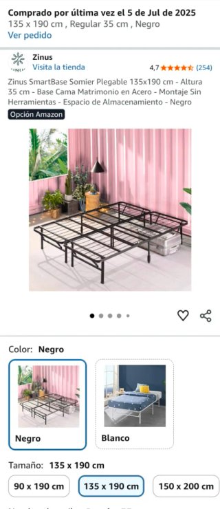 Somier Plegable Metálico Negro