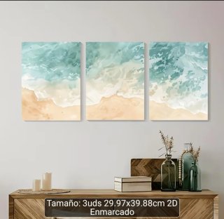 3 Cuadros Mar Enmarcados