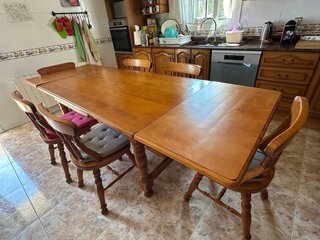 Mesa de comedor de pino macizo EXTENSIBLE